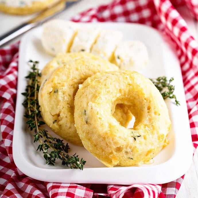 Herb Donuts with Herbed Buttery Cream Cheese Spread