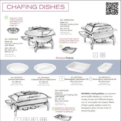 Wilmax Chafing Dishes 2023