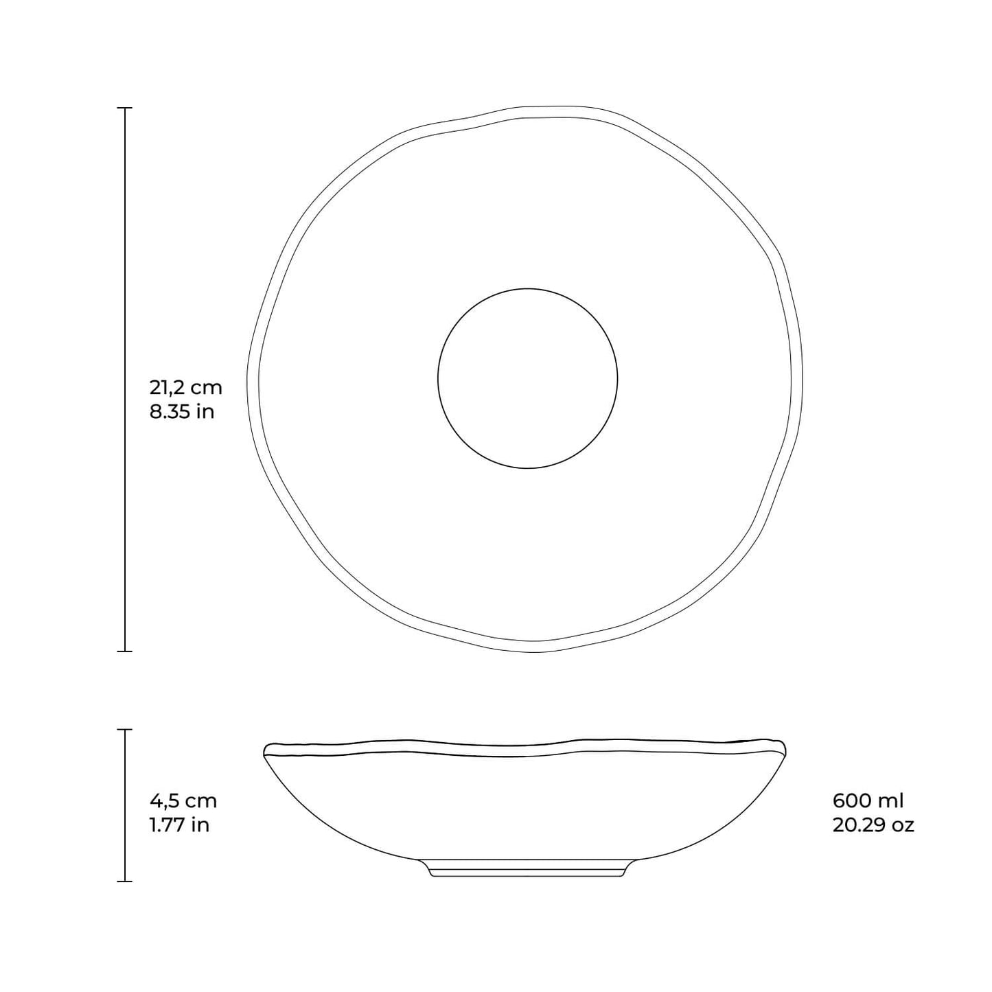 Porto Brasil CHROMIUM SOUP PLATE ORGANIC STONEWARE dia. 8.35" SKU: '131474601