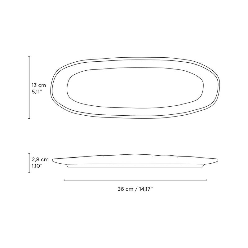 Porto Brasil OCEANO SHALLOW OVAL PR LARGE ORGANIC STONEWARE dia. 14.17x5.12" SKU: '14214106701