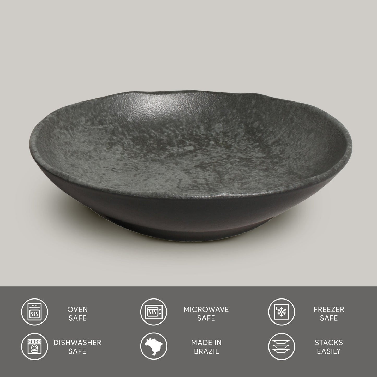 Porto Brasil CHROMIUM BOWL ORGANIC STONEWARE dia. 6.9x2.2" SKU: '14314115901