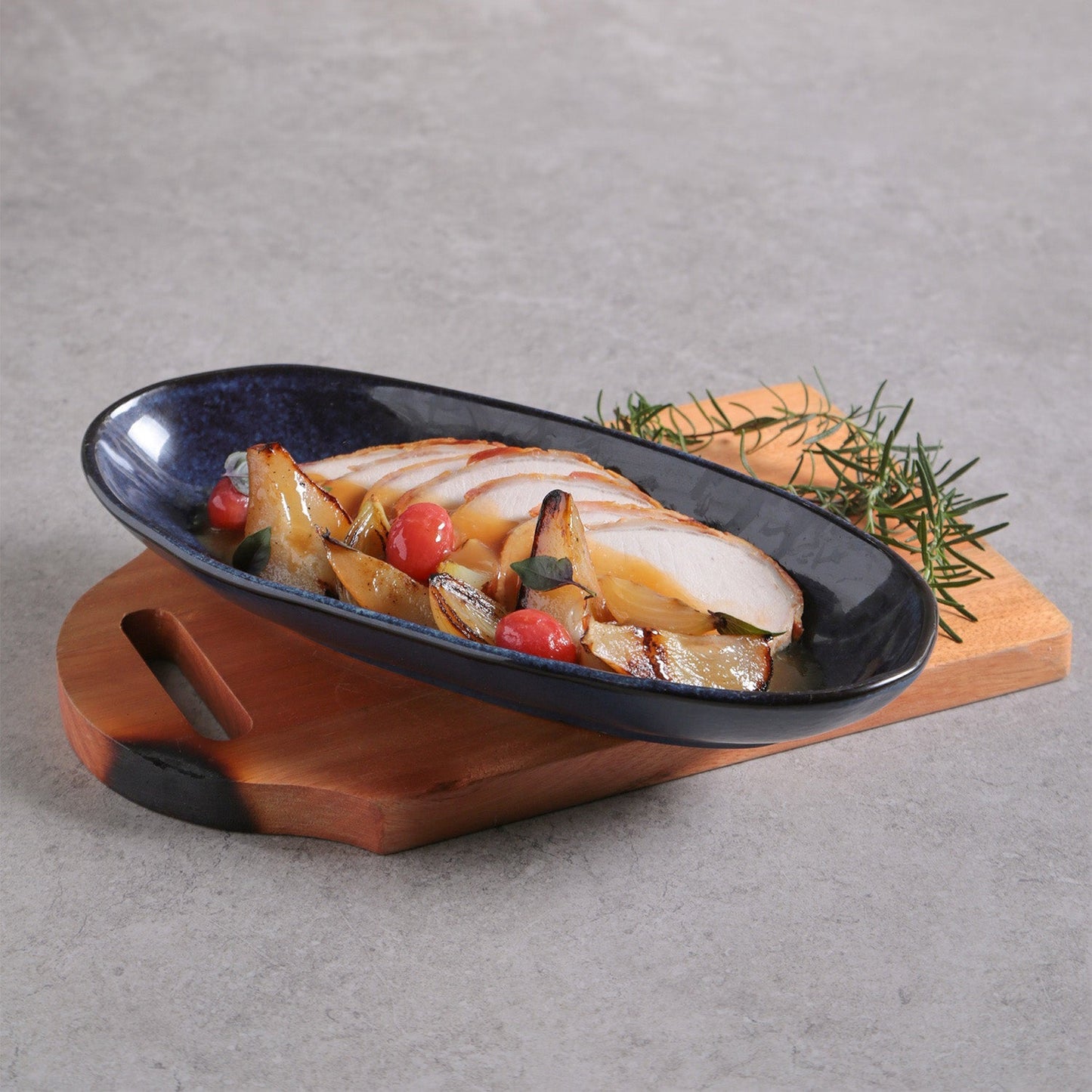Porto Brasil DENIM DEEP OVAL PR LARGE ORGANIC STONEWARE 12.6x6.3" SKU: '14414113001