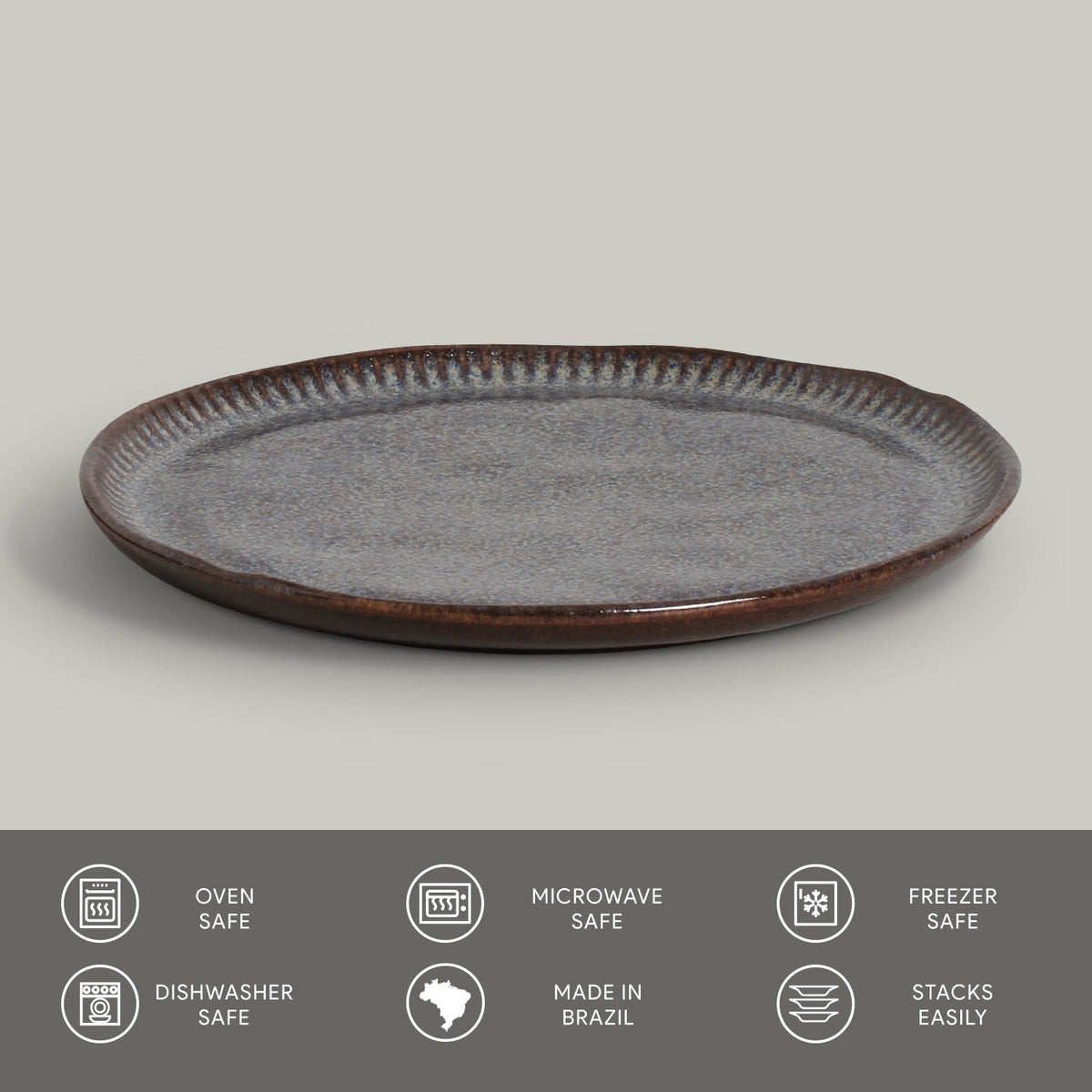 Porto Brasil TITANIUM LINHAS DESSERT PLATE STONEWARE dia. 8.46" ?¼ SKU: '1461109401