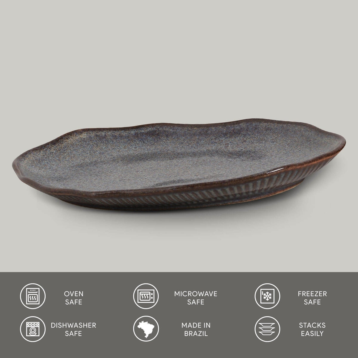 Porto Brasil TITANIUM SHALLOW OVAL PR MEDIUM BIO STONEWARE dia. 11.81x7.87" SKU: '14831109401
