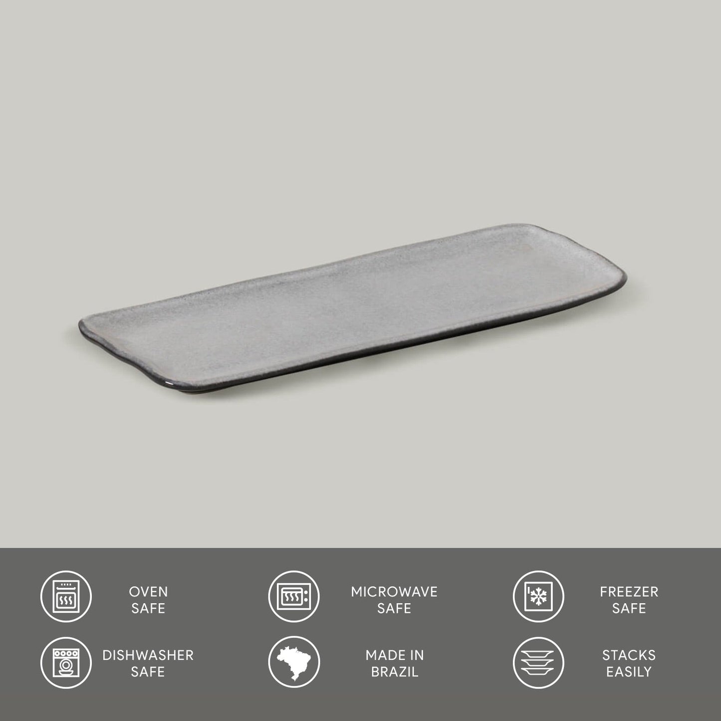 Porto Brasil DUST RECTANGULAR PR ORGANIC STONEWARE dia. 8.66x3.74" SKU: '15014115801