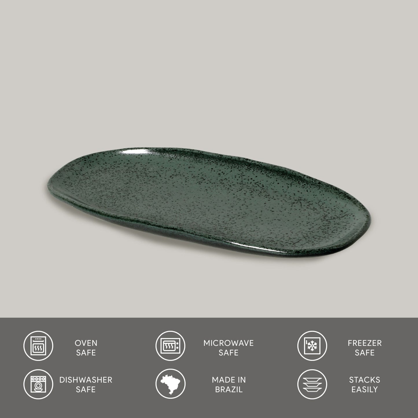 Porto Brasil GREENERY SHALLOW OVAL PR ORGANIC STONEWARE dia. 9.06x4.33" SKU: '15114106501
