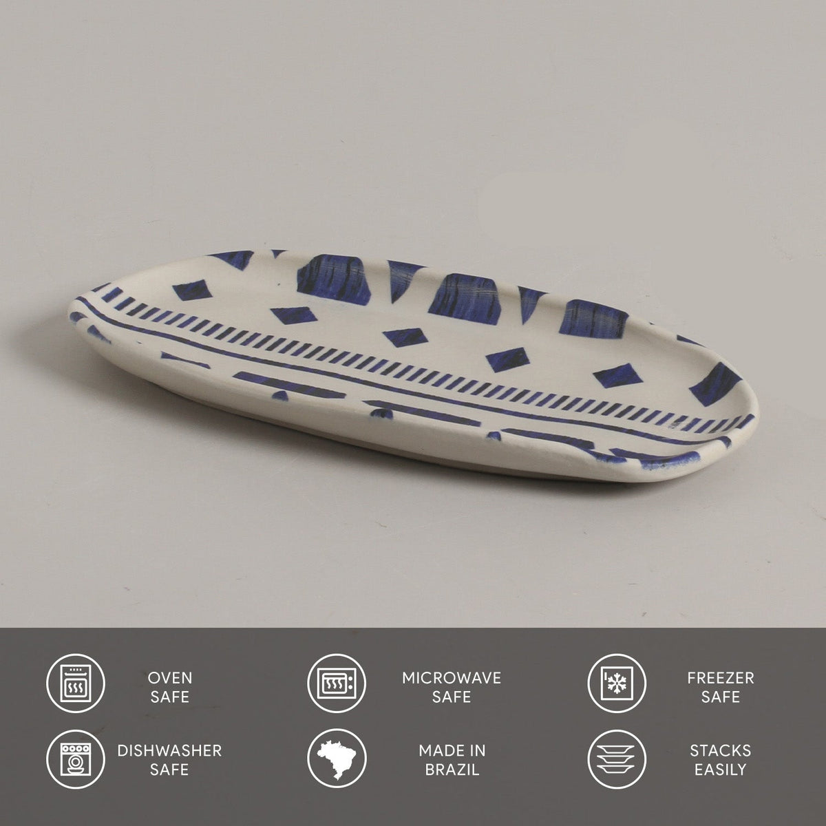 Porto Brasil MAYA SHALLOW OVAL PR ORGANIC STONEWARE dia. 9.06x4.33" SET OF 2 DESIGNS SKU: '35114117901