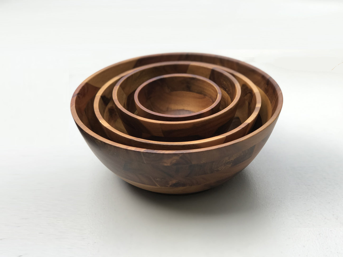 Zavis Green Acacia Wood Round Salad Bowl 10" | Dishwasher Safe