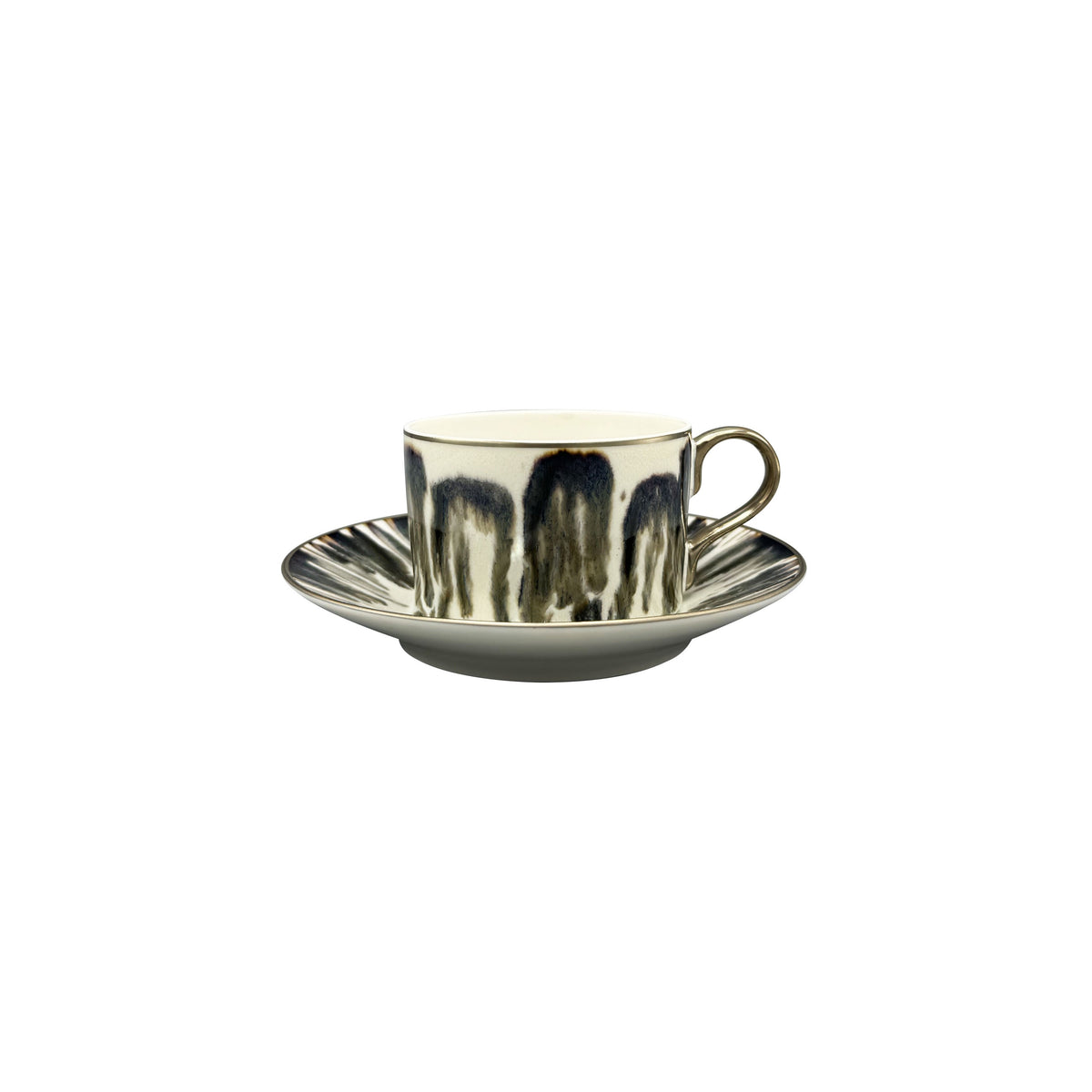 JL Coquet ?CAILLE CR?ME Filet Bronze - Tasse th? & soucoupe 5.71 Inch SKU: CYL3024ECRECREMB00