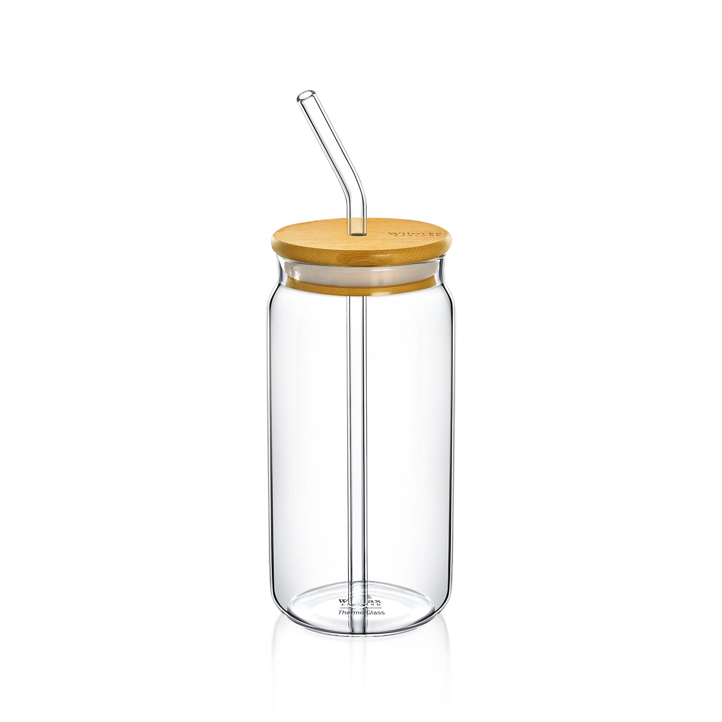 GLASS CAN WITH BAMBOO LID & STRAW 17 FL OZ | 500 ML