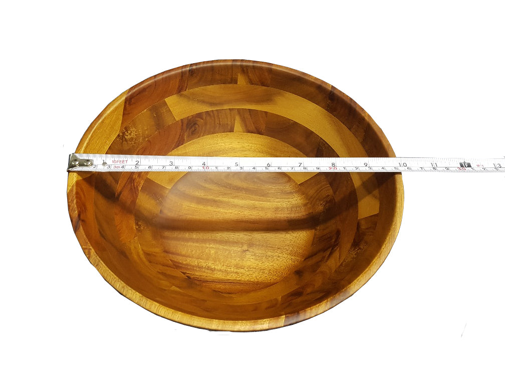 Zavis Green Acacia Wood Round Salad Bowl 10" | Dishwasher Safe