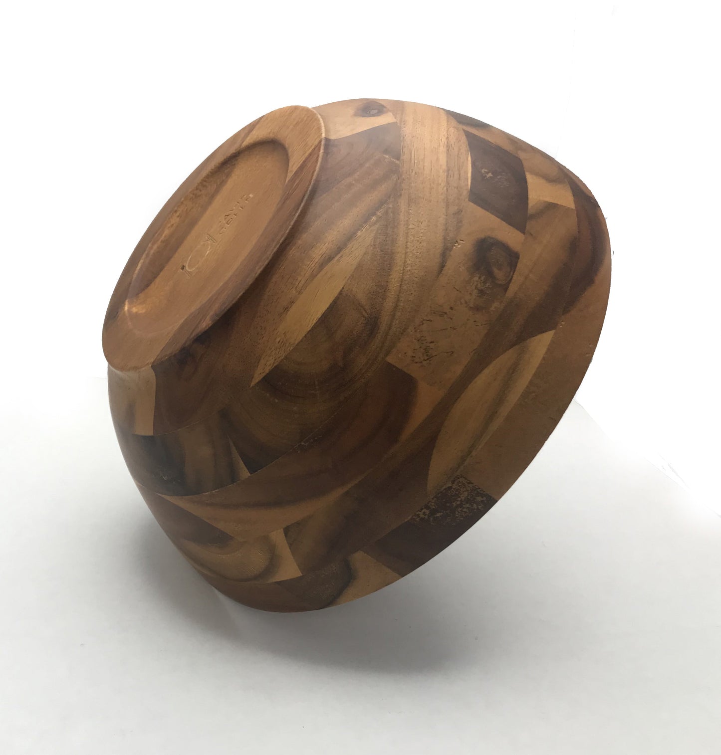 Zavis Green Acacia Wood Round Salad Bowl 10" | Dishwasher Safe