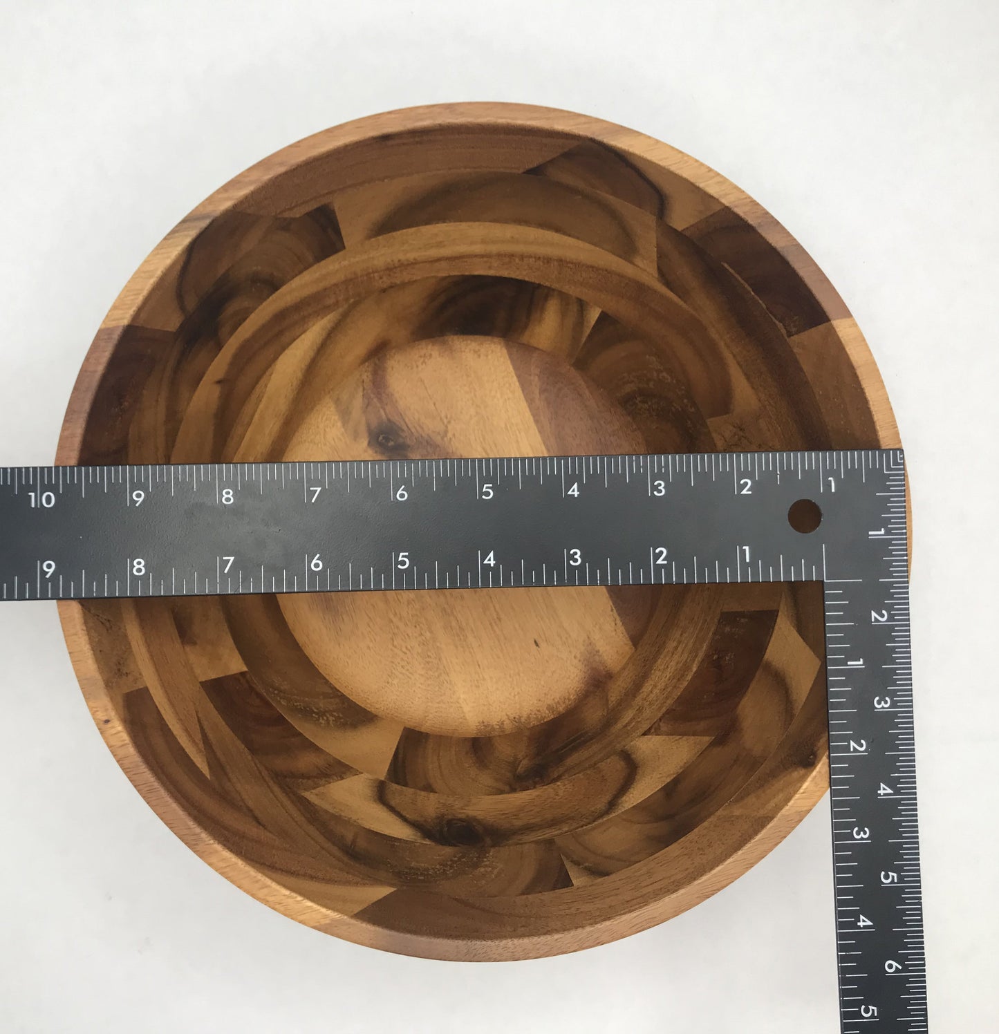 Zavis Green Acacia Wood Round Salad Bowl 10" | Dishwasher Safe