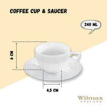 White 8 Oz Tea Cup & 6" inch Saucer Set Of 6 In Gift Box