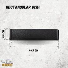 Black Porcelain Slate look Rectangular Dish 18.25" inch X 3.75" inch