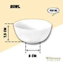 White Bowl 6.5" inch | 16 Cm 31 Fl Oz | 930 Ml