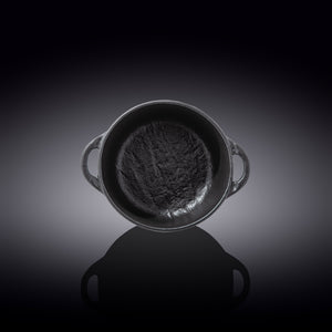 Black Porcelain Slate look Pot With Lid 7" inch X 4.25" inch | 20 Fl Oz