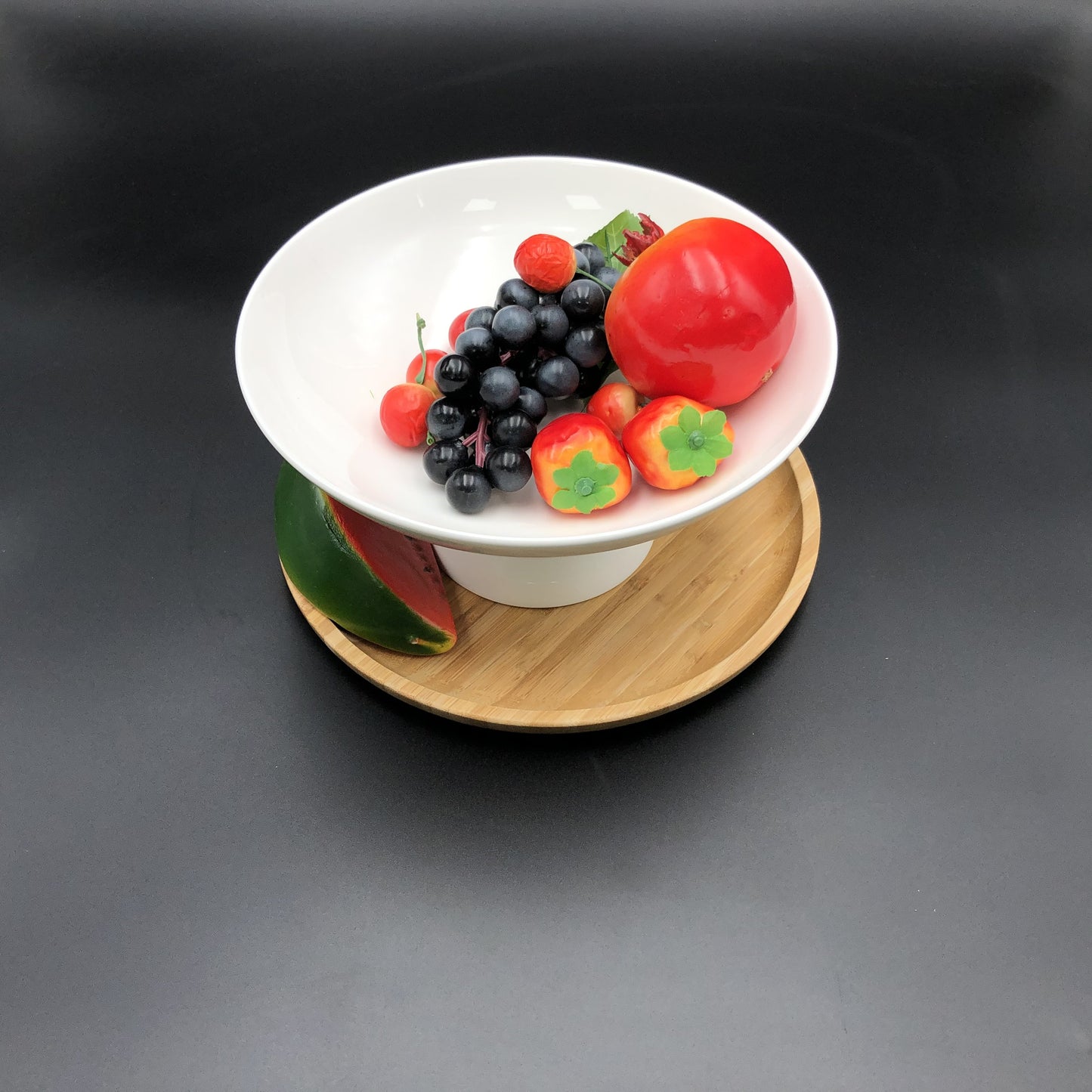 Fine Porcealim Fruit Vase With A10 Inch Bamboo Tray WL-555033
