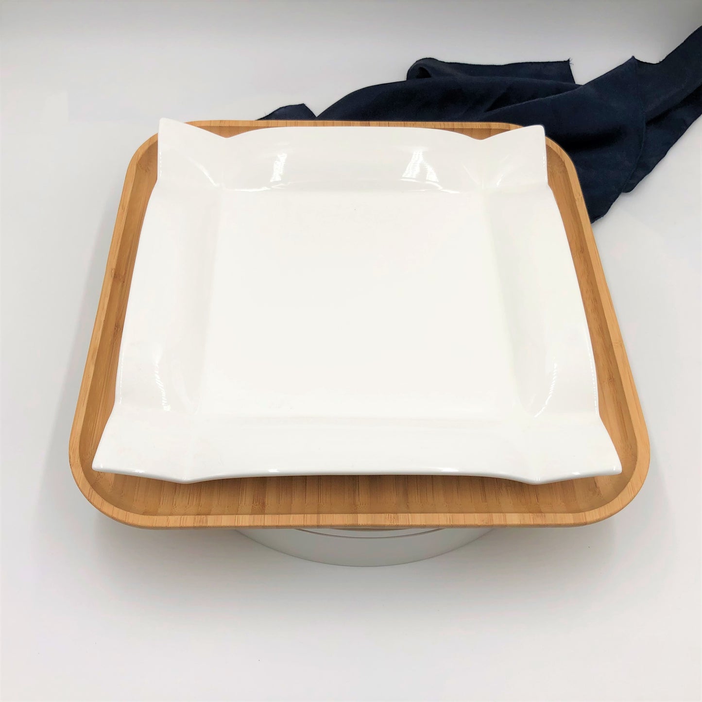 Square Bamboo And Fine Porcelain Contemporary Dinnerware Set WL-555075