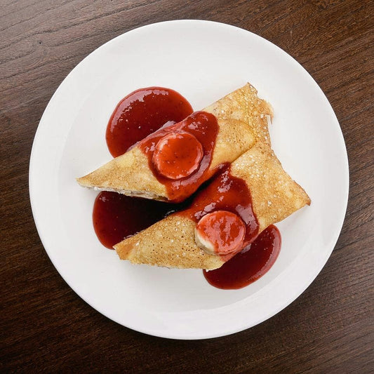 Pancakes with Apricot-Bourbon Sauce