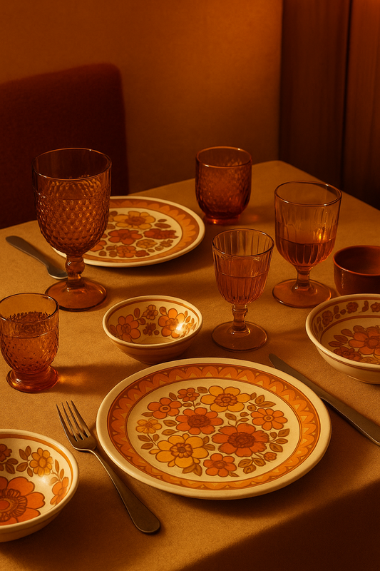 Retro Revival: 70s Glassware & Patterned Plates Making a Comeback