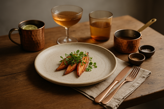 Glass, Clay &amp; Copper: The Luxe-Natural Tableware Combo Restaurants Love