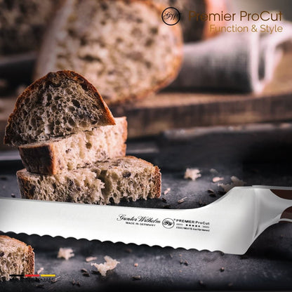 Gunter Wilhelm Premier Offset Bread Knife, 10 Inch | Dark Brown ABS Handle SKU: 30-318-1510