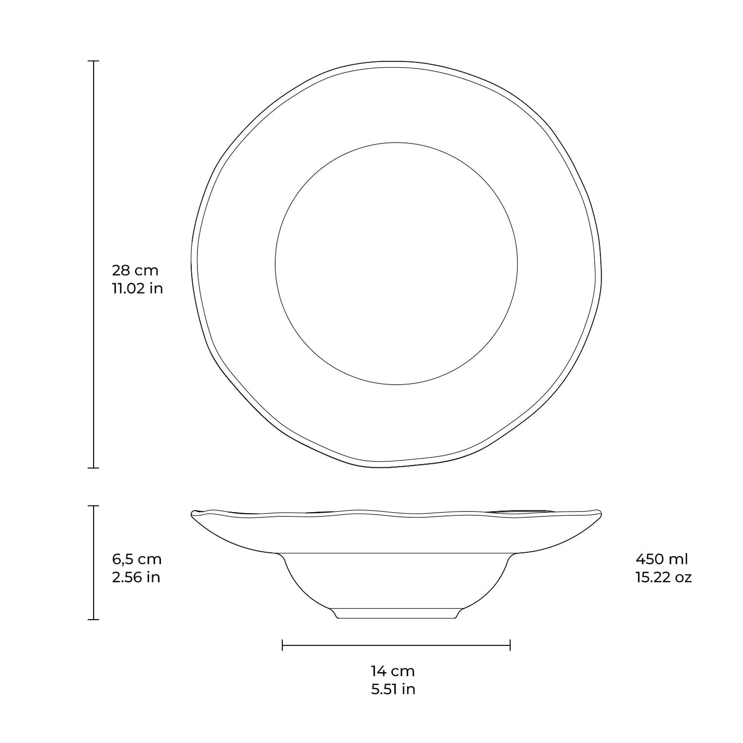 Porto Brasil TITANIUM DEEP RIM PLATE  STONEWARE dia. 11.02x2.56"  SKU: '12014109401