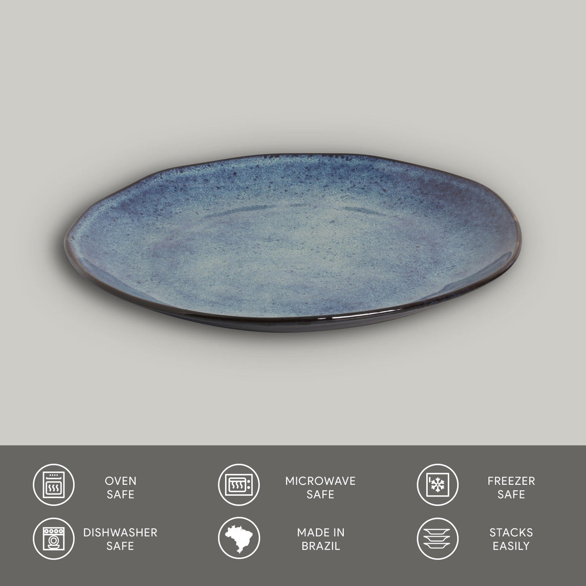 Porto Brasil DENIM DINNER PLATE ORGANIC STONEWARE dia. 10.43"  SKU: '1214113001