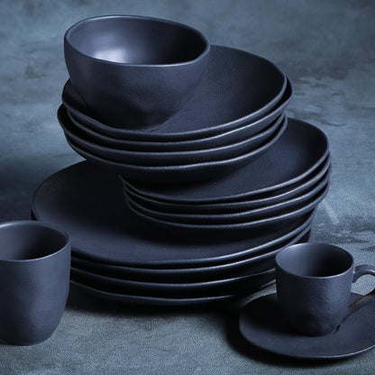 Porto Brasil MATTE BLACK DINNER PLATE ORGANIC STONEWARE dia. 10.43"  SKU: '121473901