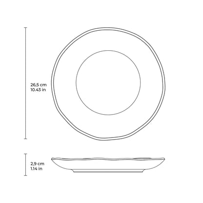 Porto Brasil CHROMIUM DINNER PLATE ORGANIC STONEWARE dia. 10.43"  SKU: '121474601