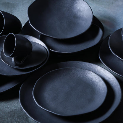 Porto Brasil MATTE BLACK SOUP PLATE ORGANIC STONEWARE dia. 8.35"  SKU: '131473901