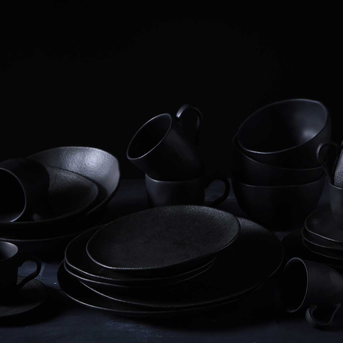 Porto Brasil MATTE BLACK SOUP PLATE ORGANIC STONEWARE dia. 8.35"  SKU: '131473901