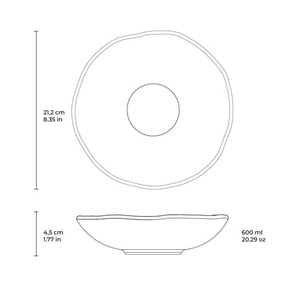 Porto Brasil CHROMIUM SOUP PLATE ORGANIC STONEWARE dia. 8.35"  SKU: '131474601
