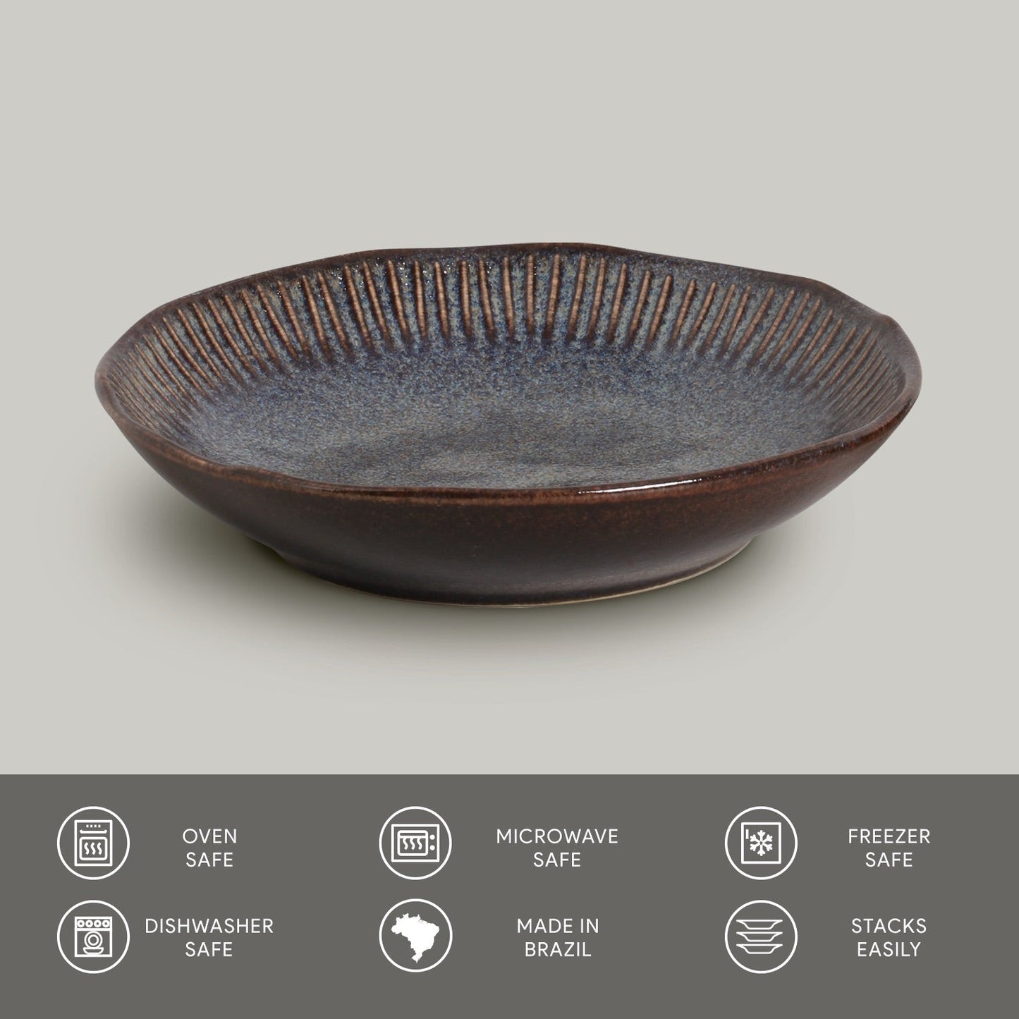 Porto Brasil TITANIUM LINHAS SOUP PLATE STONEWARE dia. 8.86"  SKU: '1361109401