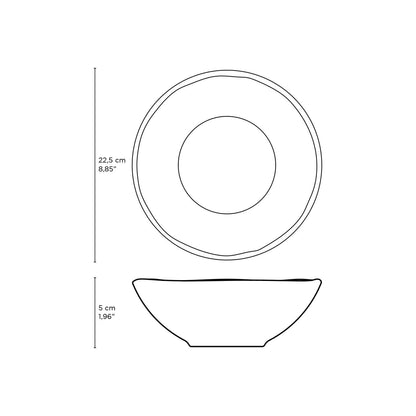 Porto Brasil MATTE BLACK LINHAS SOUP PLATE STONEWARE dia. 8.86"  SKU: '136173901