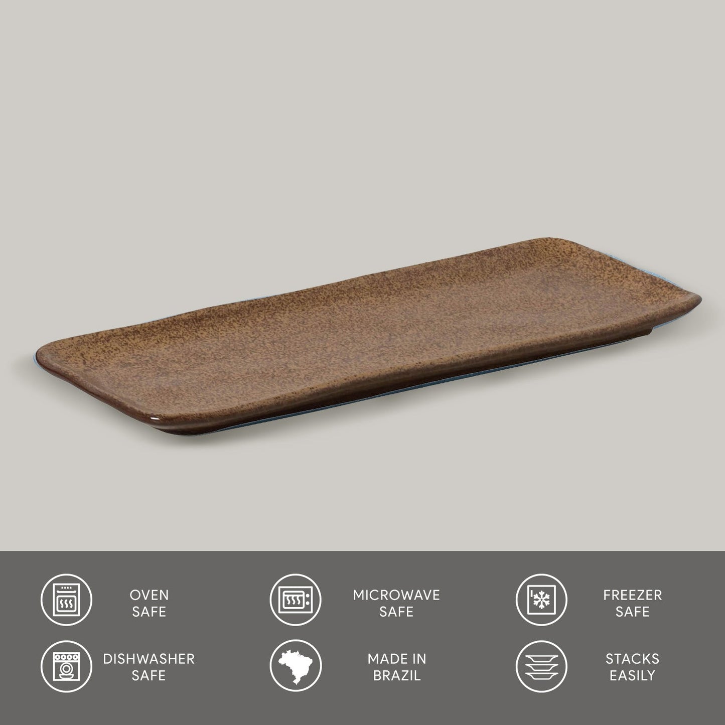 Porto Brasil DIJON RECTANGULAR PR MEDIUM ORGANIC STONEWARE dia. 12.99x5.12"  SKU: '14014105801