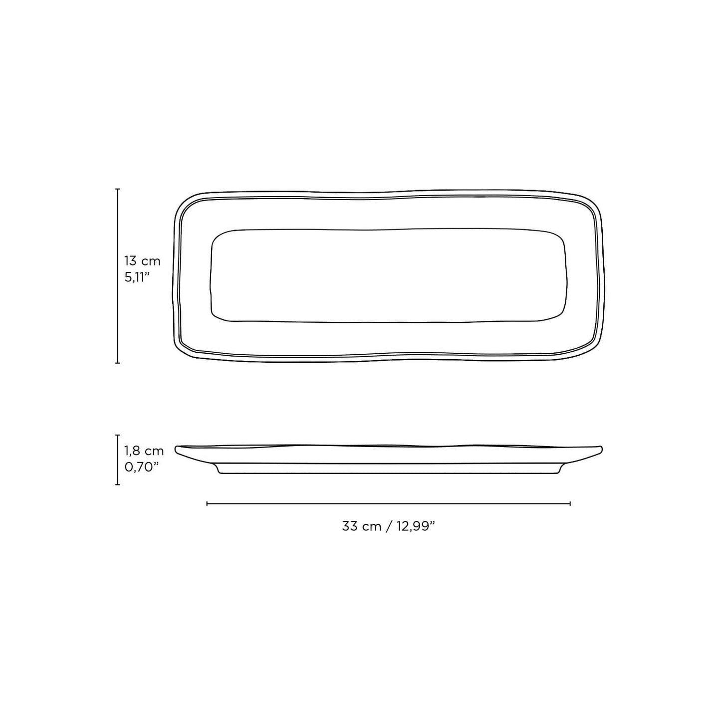 Porto Brasil LATTE RECTANGULAR PR MEDIUM ORGANIC STONEWARE dia. 12.99x5.12"  SKU: '14014108501