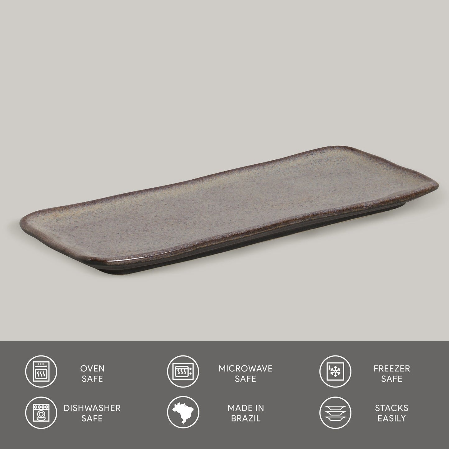 Porto Brasil TOURMALINE RECTANGULAR PR MEDIUM ORGANIC STONEWARE dia. 12.99x5.12"  SKU: '14014108901