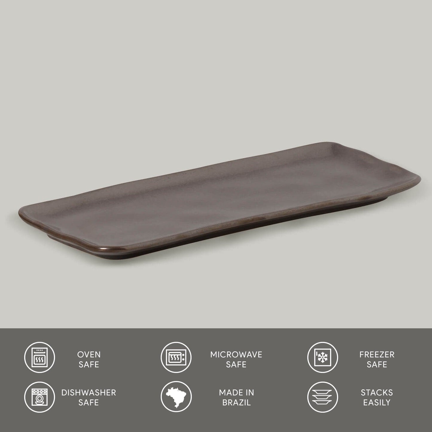 Porto Brasil METALLICA RECTANGULAR PR MEDIUM ORGANIC STONEWARE dia. 12.99x5.12"  SKU: '14014109301
