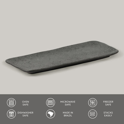 Porto Brasil CHROMIUM RECTANGULAR PR MEDIUM ORGANIC STONEWARE dia. 12.99x5.12"  SKU: '14014115901