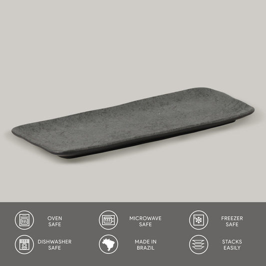 Porto Brasil CHROMIUM RECTANGULAR PR MEDIUM ORGANIC STONEWARE dia. 12.99x5.12"  SKU: '14014115901