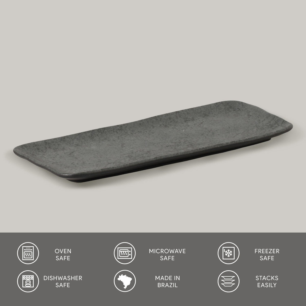 Porto Brasil CHROMIUM RECTANGULAR PR MEDIUM ORGANIC STONEWARE dia. 12.99x5.12"  SKU: '14014115901