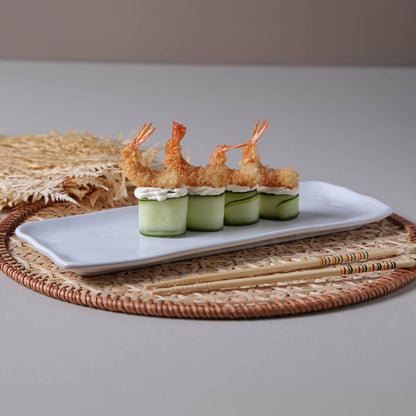 Porto Brasil NEW WHITE RECTANGULAR PR MEDIUM ORGANIC STONEWARE dia. 12.99x5.12"  SKU: '14014119801