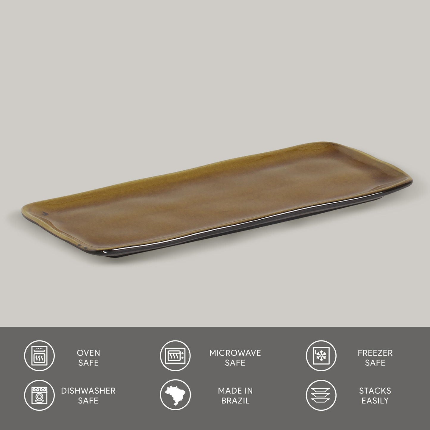 Porto Brasil AMBER RECTANGULAR PR MEDIUM ORGANIC STONEWARE dia. 12.99x5.12"  SKU: '1401477101