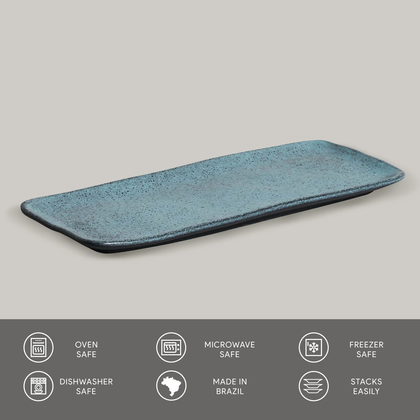 Porto Brasil NIGHT SKY RECTANGULAR PR MEDIUM ORGANIC STONEWARE dia. 12.99x5.12"  SKU: '1401477201