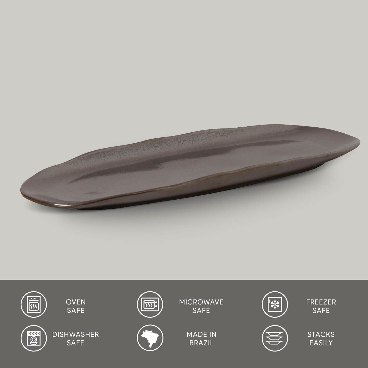 Porto Brasil METALLICA SHALLOW OVAL PR LARGE ORGANIC STONEWARE dia. 14.17x5.12"  SKU: '14214109301