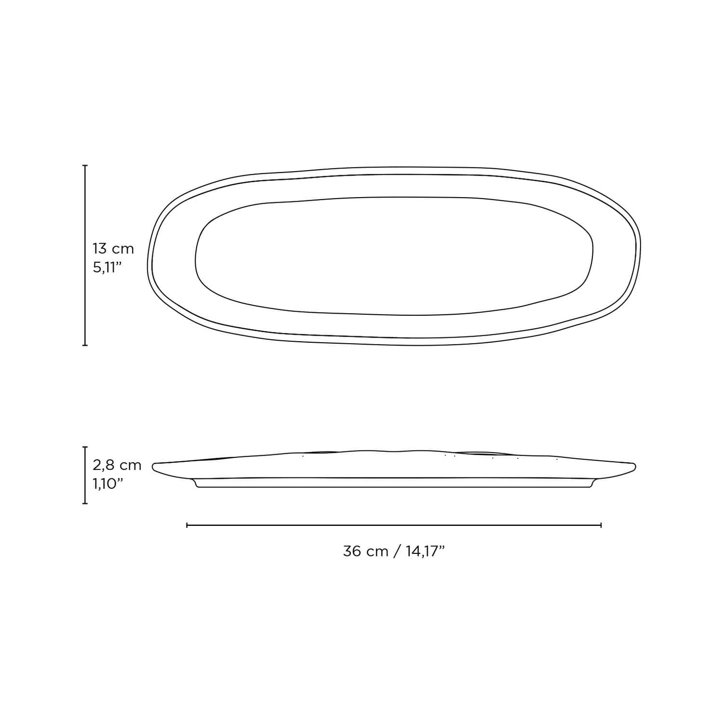 Porto Brasil DUST SHALLOW OVAL PR LARGE ORGANIC STONEWARE dia. 14.17x5.12"  SKU: '14214115801