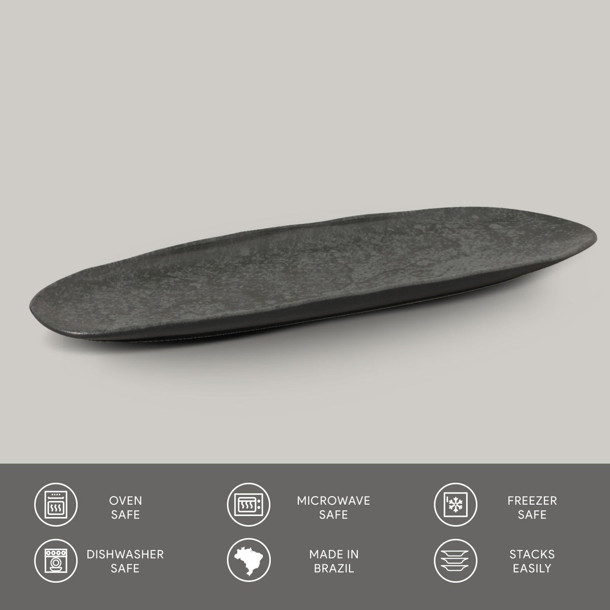 Porto Brasil CHROMIUM SHALLOW OVAL PR LARGE ORGANIC STONEWARE dia. 14.17x5.12"  SKU: '14214115901