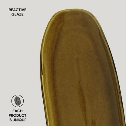 Porto Brasil AMBER SHALLOW OVAL PR LARGE ORGANIC STONEWARE dia. 14.17x5.12"  SKU: '1421477101